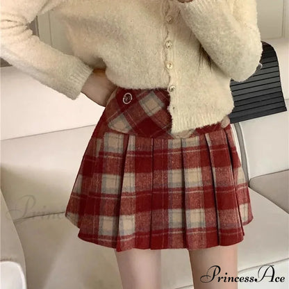 Vintage Sweet Korean Cute Kawaii Stylish Autumn Winter Trendy Mini Skirt