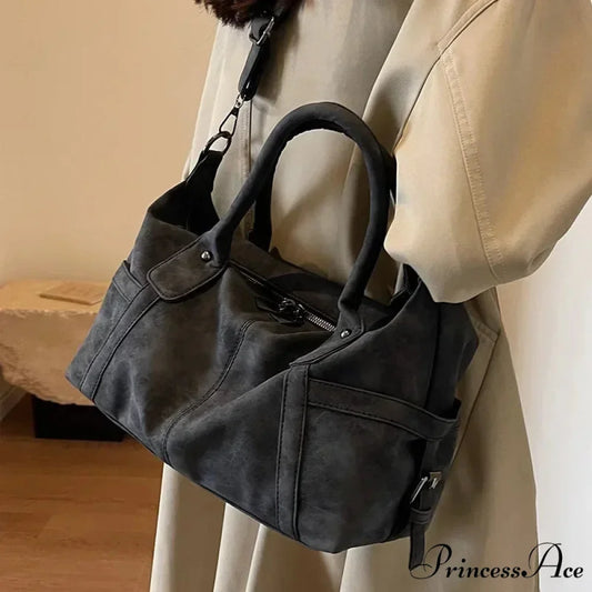 Vintage Synthetic Leather Shoulder Tote Large Capacity Crossbody Purse handbag-250126