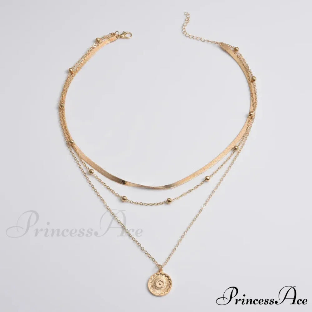 Vintage Three-Layer Round Coin Snake Necklace