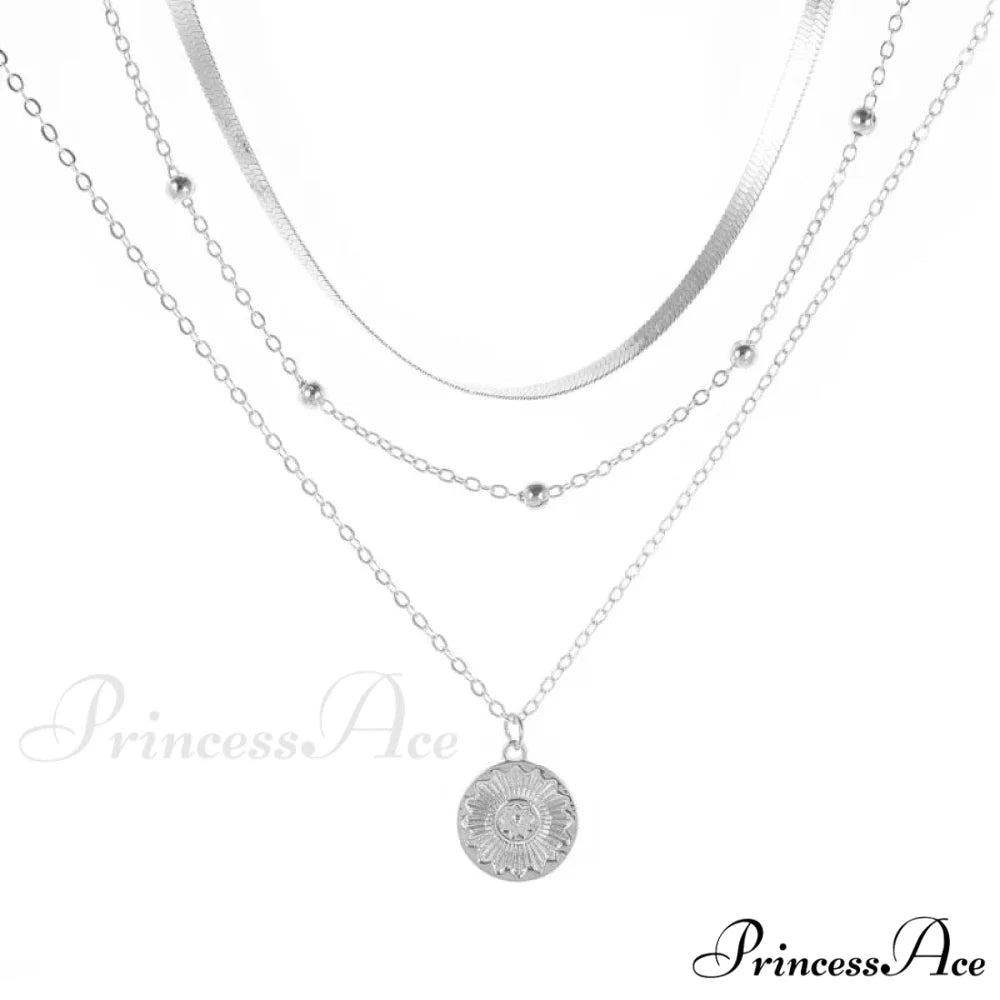 Vintage Three-Layer Round Coin Snake Necklace