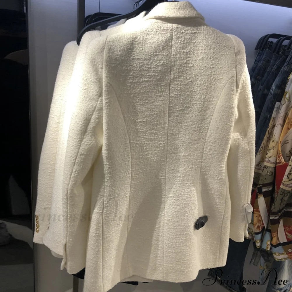 Vintage Tweed Chic Button Blazers