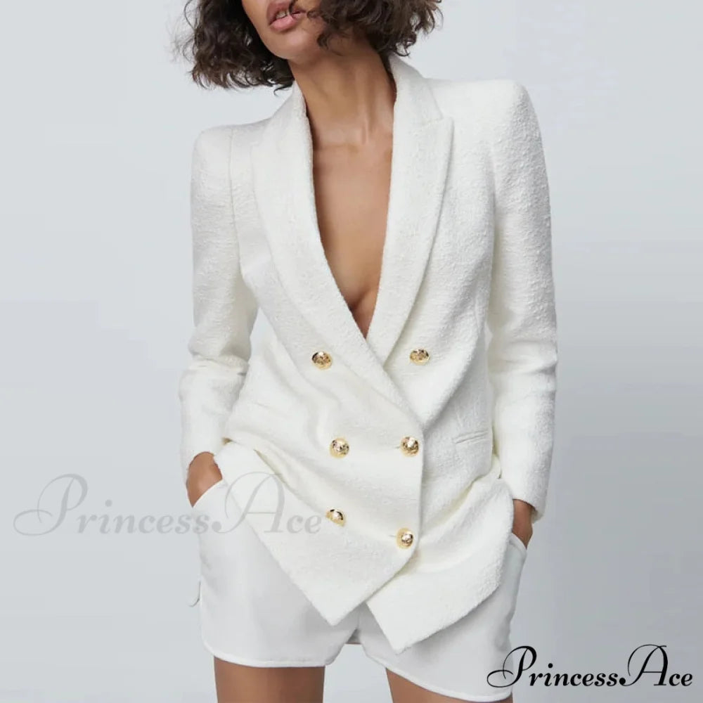 Vintage Tweed Chic Button Blazers