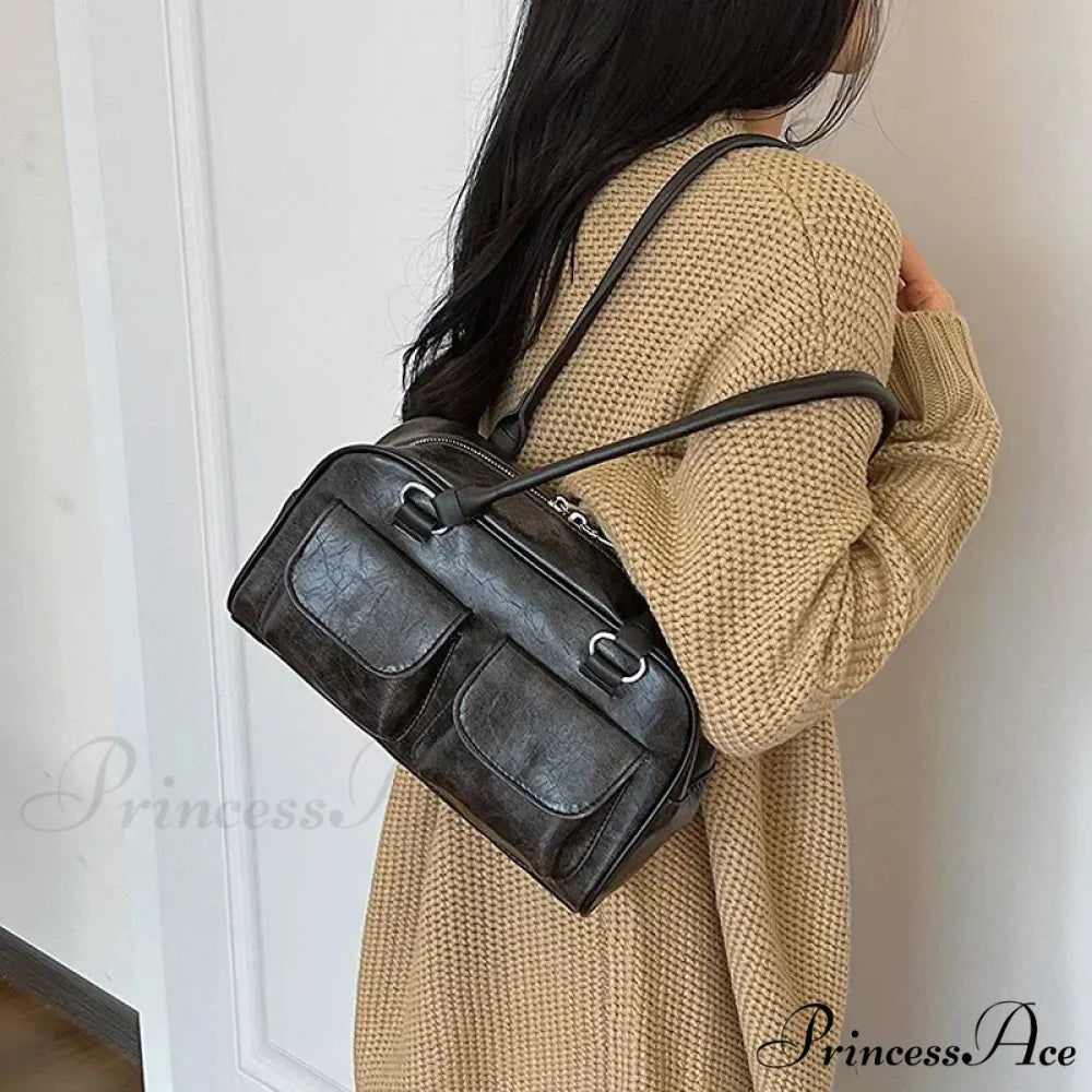 Vintage Twin Pockets Petite Shoulder Bag shoulder-250126