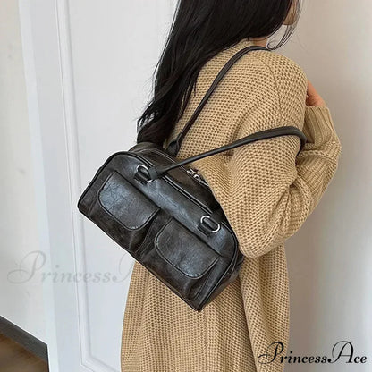 Vintage Twin Pockets Petite Shoulder Bag shoulder-250126