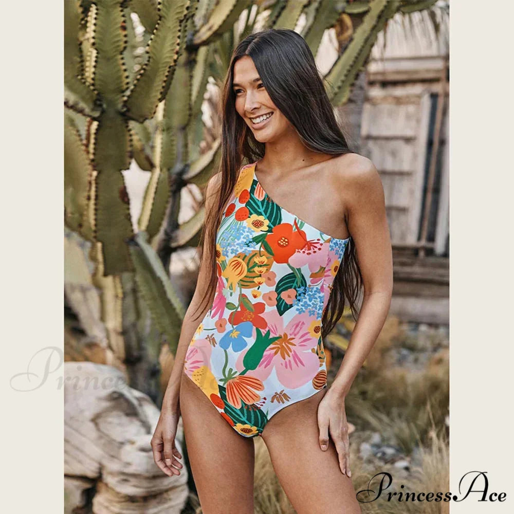 Vintage Uneven Swimsuit One Piece MULTI / S onepiece-250223