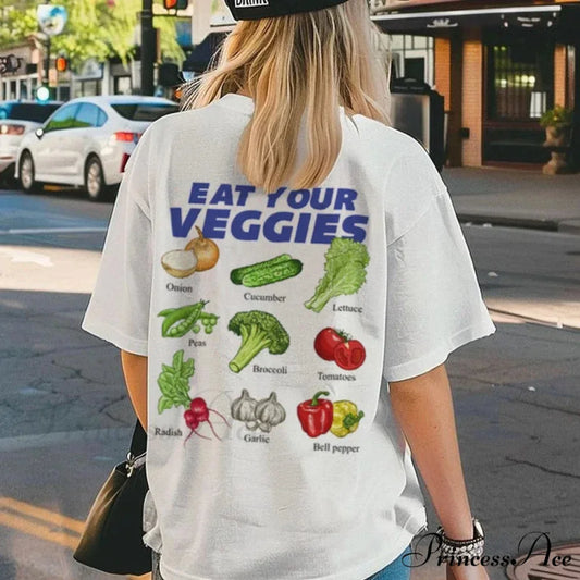 Vintage Vegetable Graphic Baggy T-shirt WHITE / S t-shirt-250223