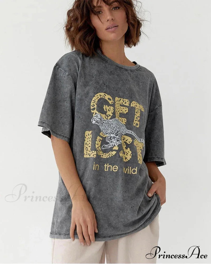 Vintage Washed Pattern High-End Retro T-shirt Black10 / L t-shirt-250223