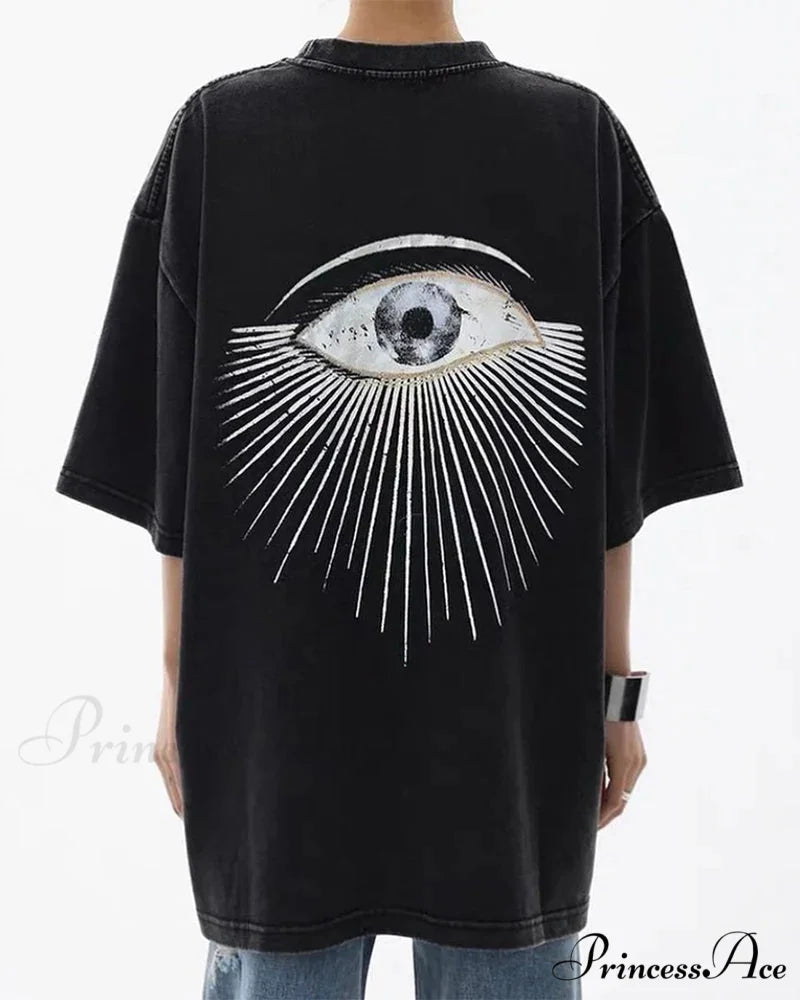 Vintage Washed Pattern High-End Retro T-shirt Black16 / L t-shirt-250223