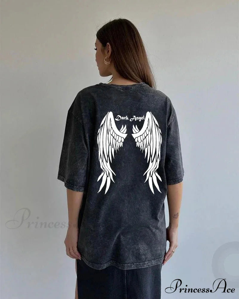 Vintage Washed Pattern High-End Retro T-shirt Black17 / L t-shirt-250223