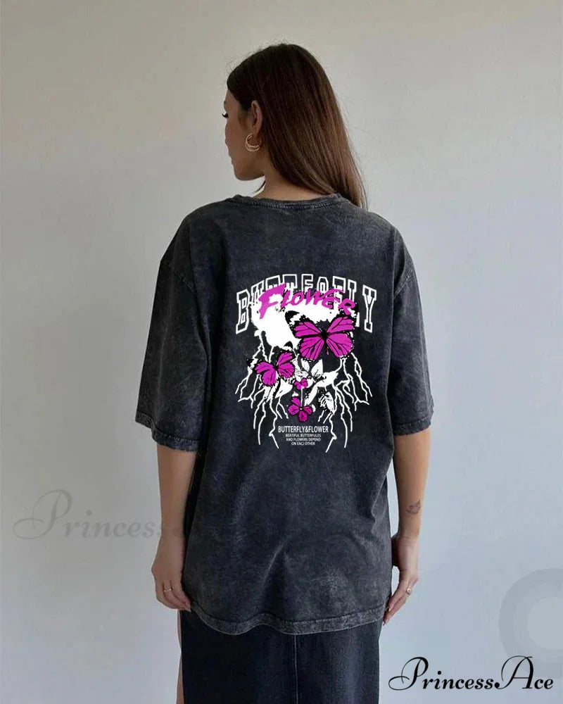 Vintage Washed Pattern High-End Retro T-shirt Black18 / L t-shirt-250223