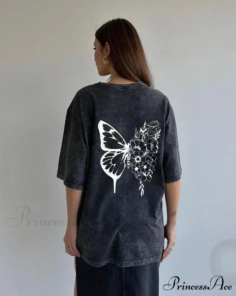 Vintage Washed Pattern High-End Retro T-shirt Black19 / L t-shirt-250223