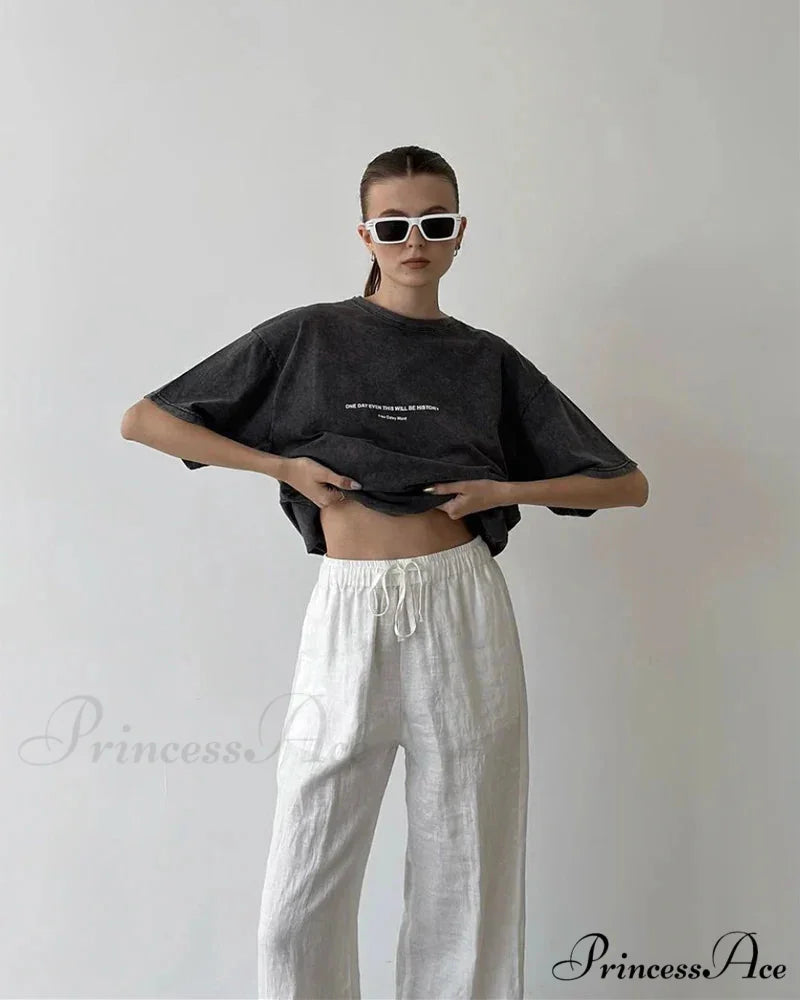 Vintage Washed Pattern High-End Retro T-shirt Black2 / L t-shirt-250223