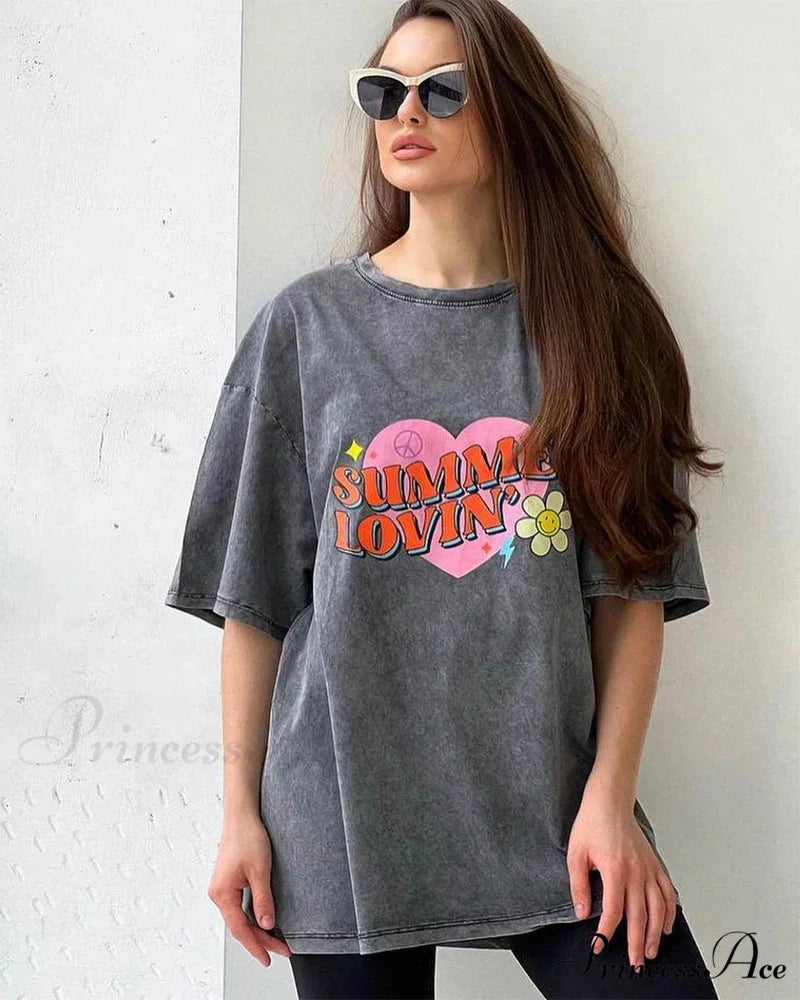 Vintage Washed Pattern High-End Retro T-shirt Black7 / L t-shirt-250223