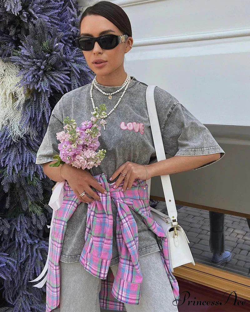 Vintage Washed Pattern High-End Retro T-shirt Black9 / L t-shirt-250223