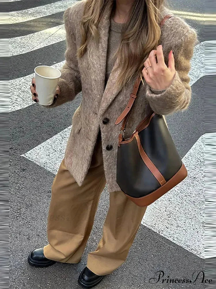 Vintage Wool Button Collar Overcoat overcoats-241228