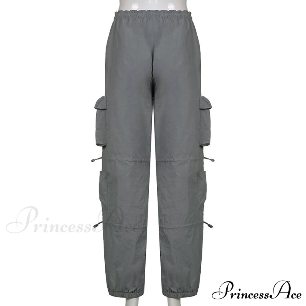 Vintage Workout Overalls Mid Waist Cargo Pants