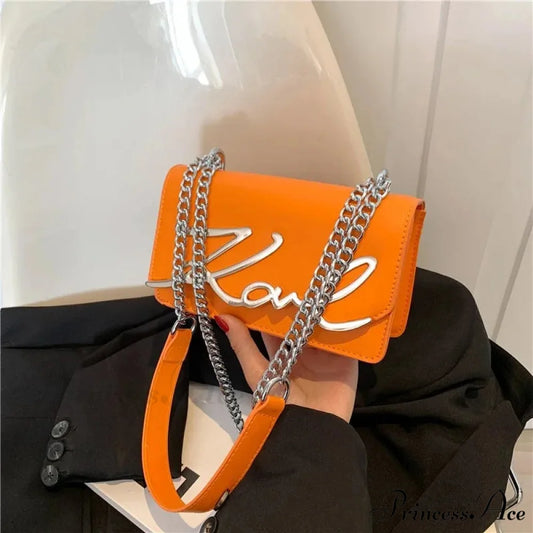 Vintage Zip Square Shoulder Tote Bag Orange shoulder-250126