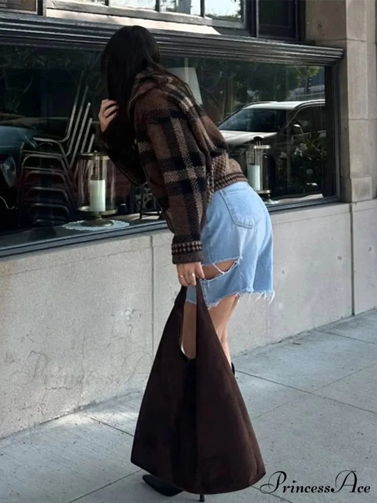 Vintage Zipper Baggy Long Sleeve Knit Cardigan cardiagn-250126