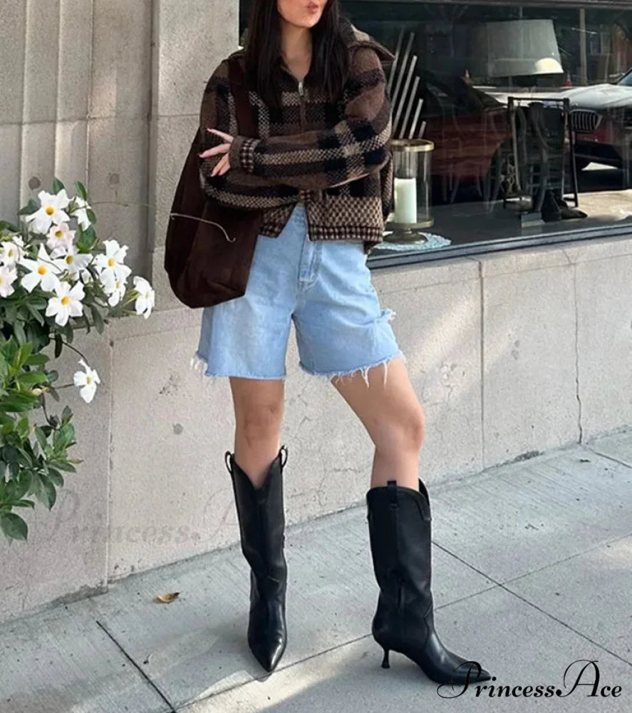 Vintage Zipper Baggy Long Sleeve Knit Cardigan cardiagn-250126