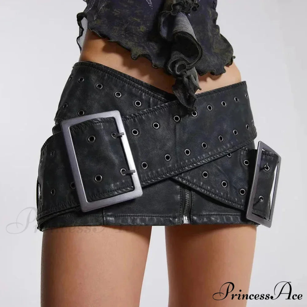 Vintage Zipper High-Waist Skirt Black / S skirts-250223