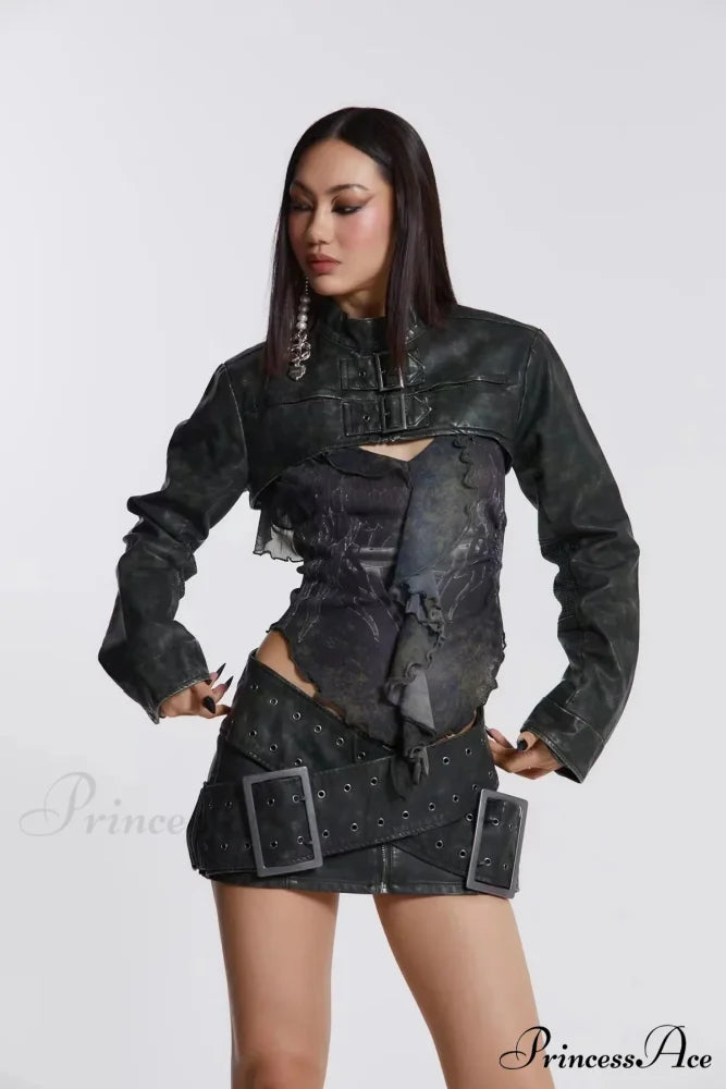 Vintage Zipper High-Waist Skirt skirts-250223