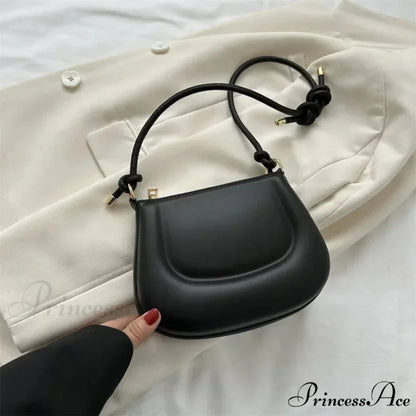 Violet Vintage Faux Leather Crossbody Shoulder Bag Black / 20x6x15cm shoulder-250126