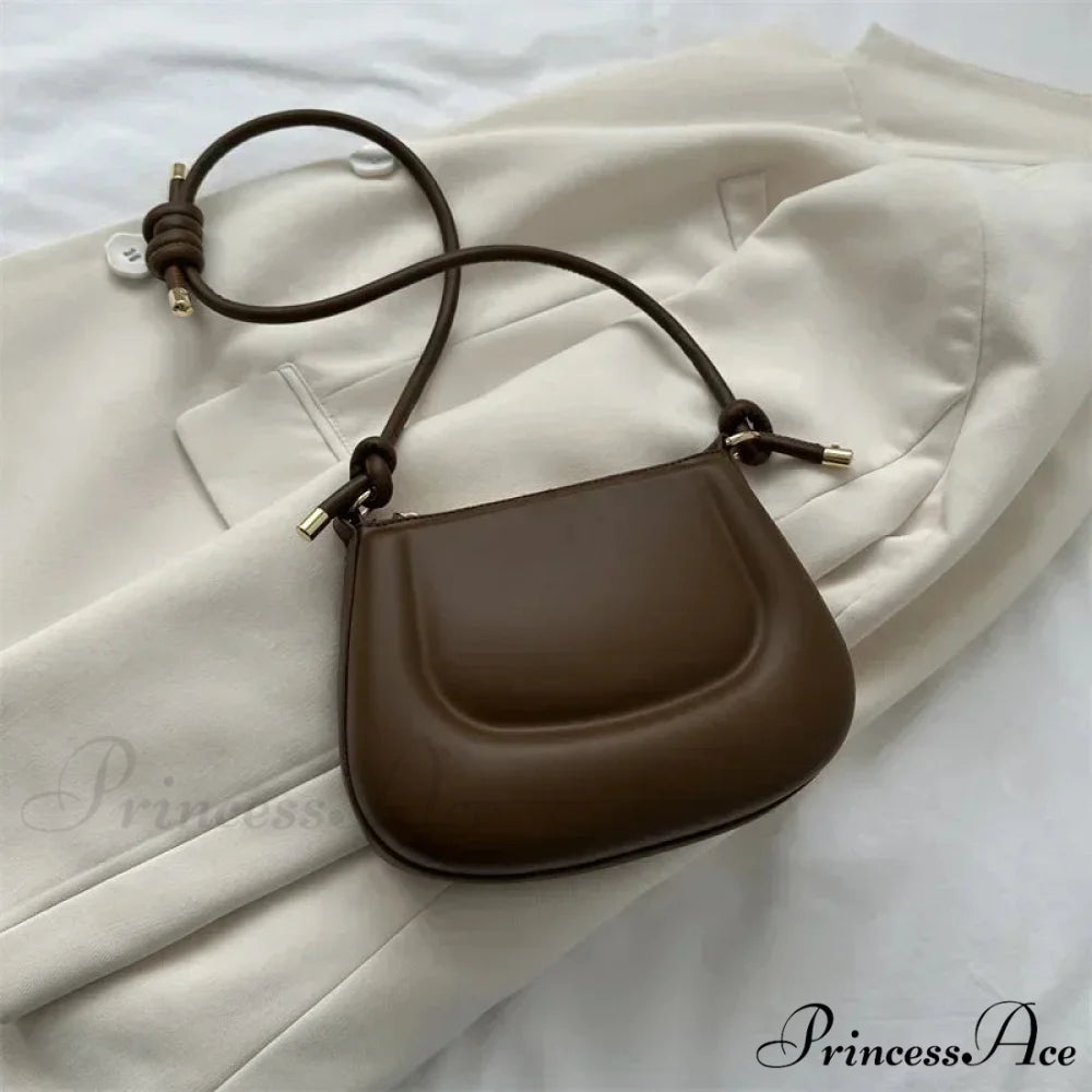 Violet Vintage Faux Leather Crossbody Shoulder Bag Brown / 20x6x15cm shoulder-250126