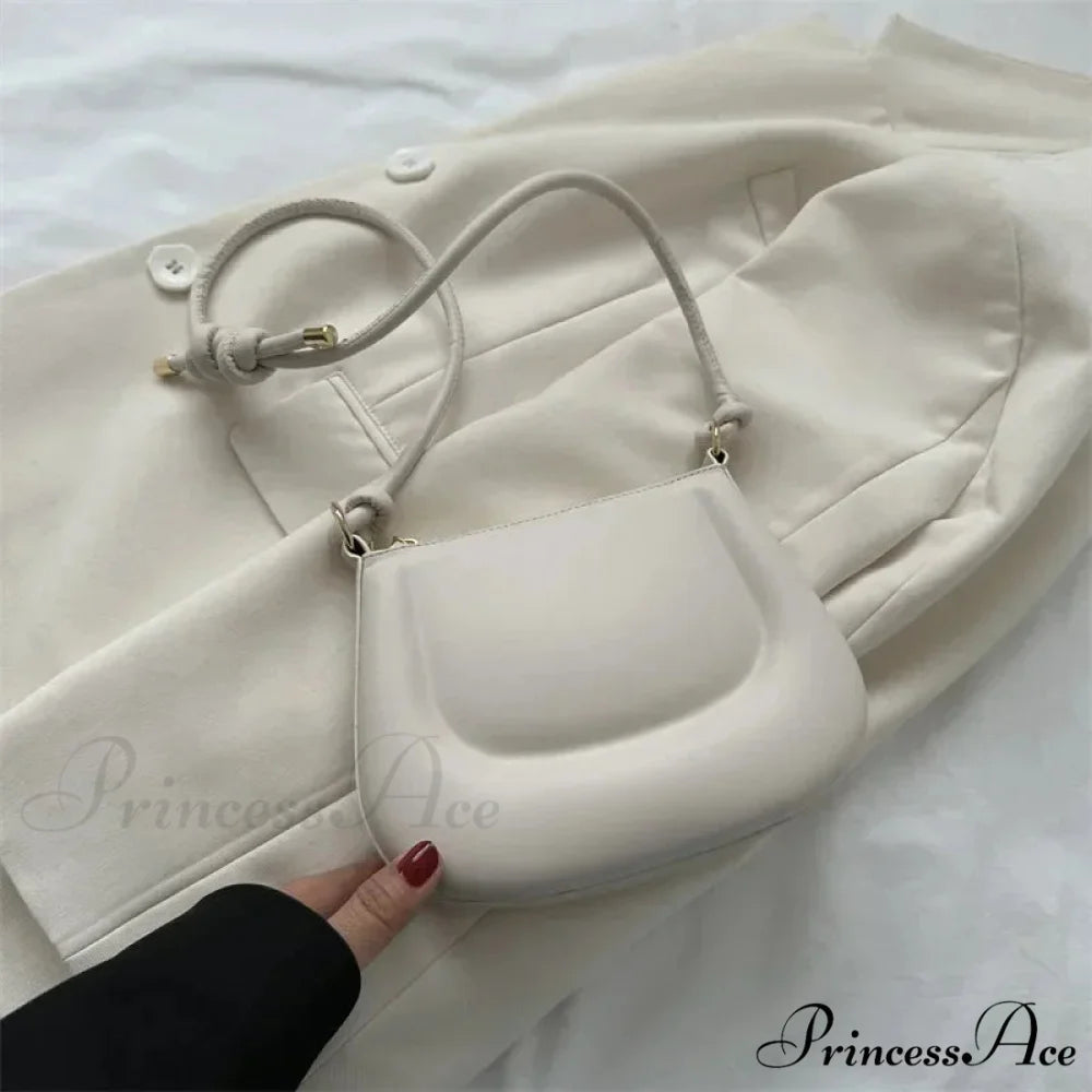 Violet Vintage Faux Leather Crossbody Shoulder Bag White / 20x6x15cm shoulder-250126