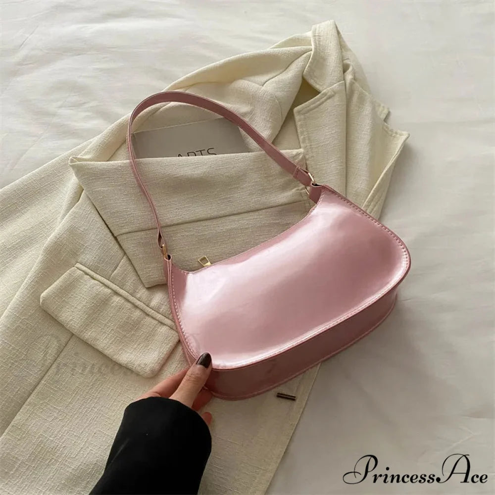 Vivid Color Solid Square Shoulder Bag Pink shoulder-250126