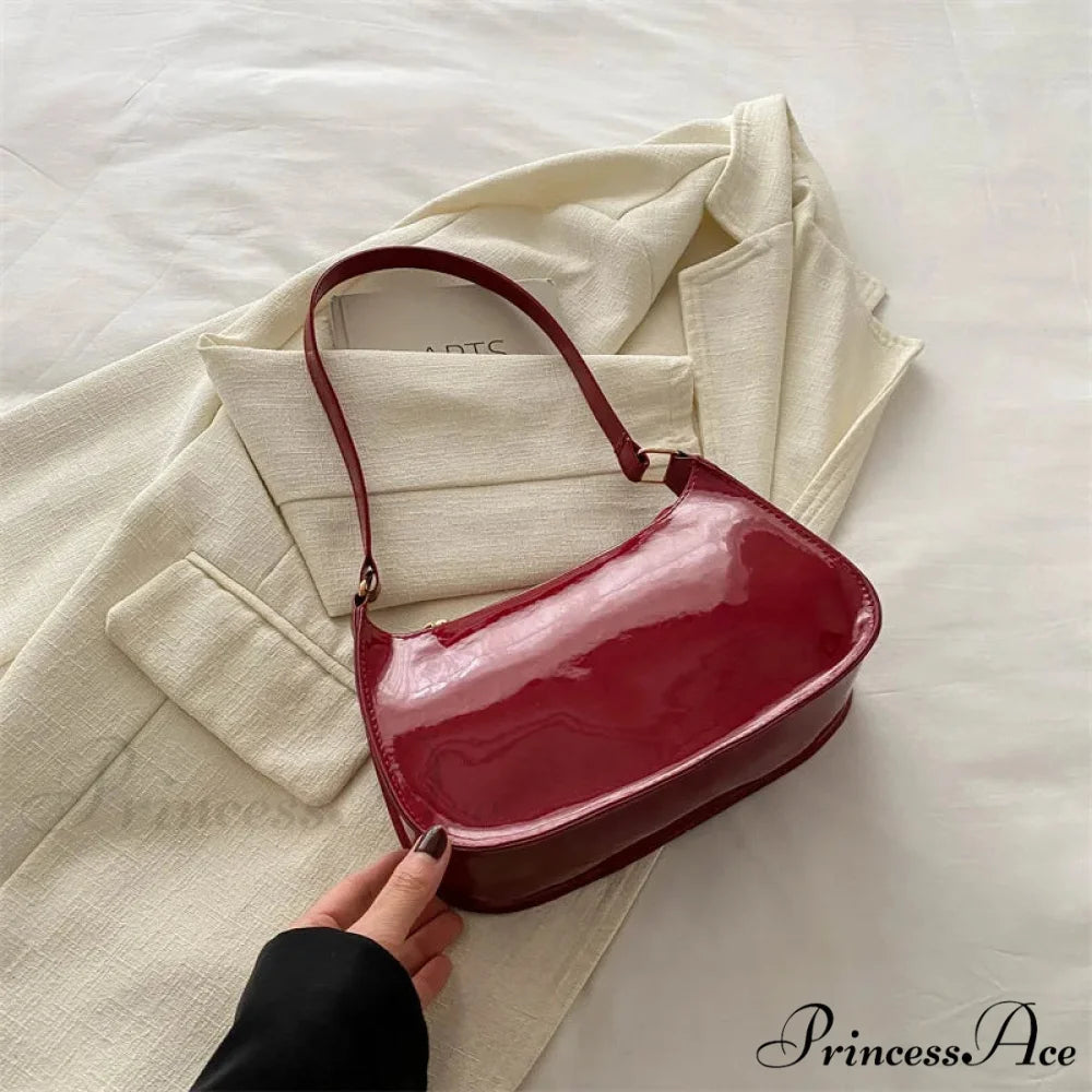 Vivid Color Solid Square Shoulder Bag Red shoulder-250126