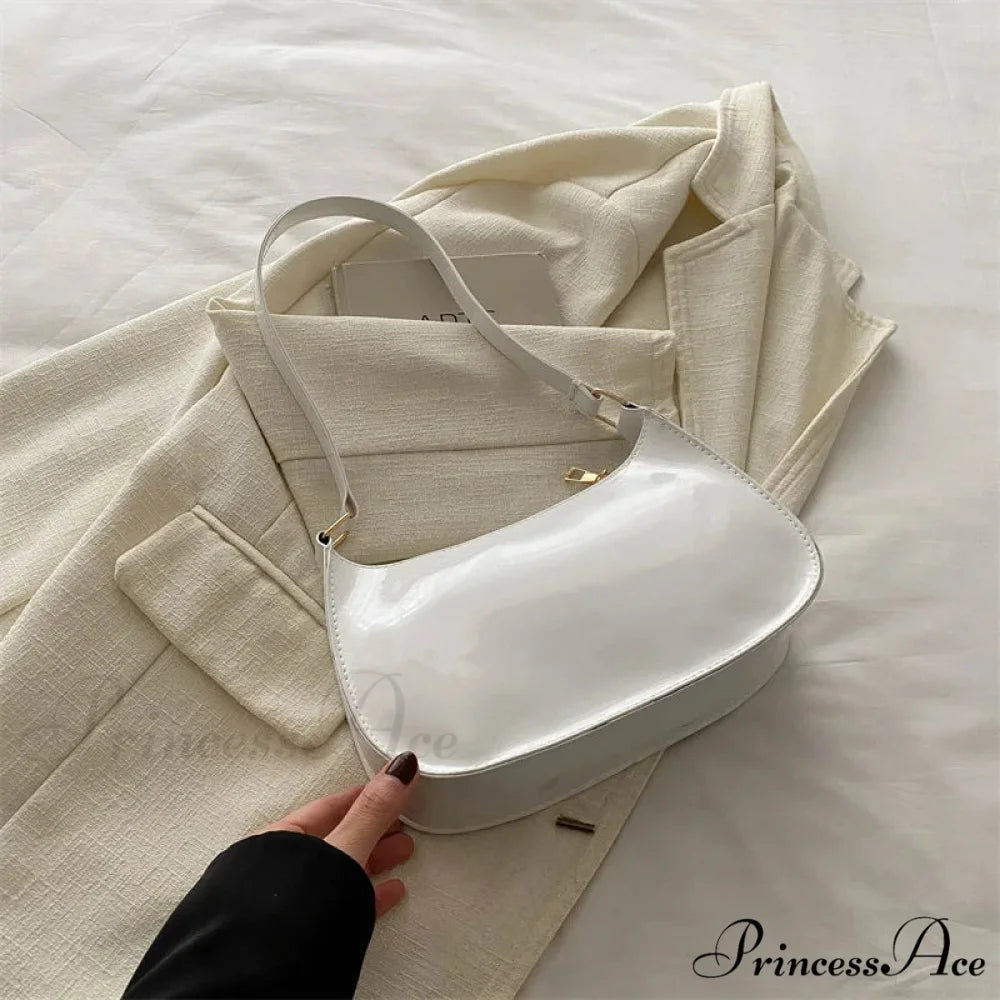 Vivid Color Solid Square Shoulder Bag White shoulder-250126