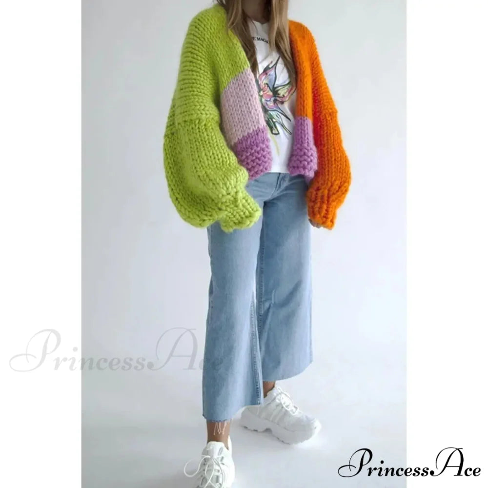 Vivid Yarn V-Neck Traveler Knit Cardigan cardiagn-250126