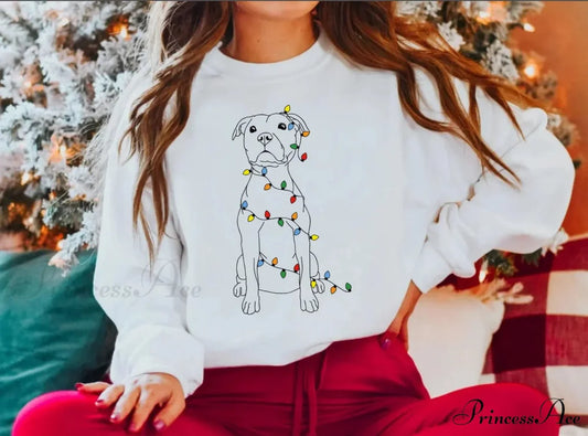 Voguish Cute Dog Fashion Pitbull All-match Holiday Girl Christmas Hoodie WHITE / S Christmas Hoodies-L
