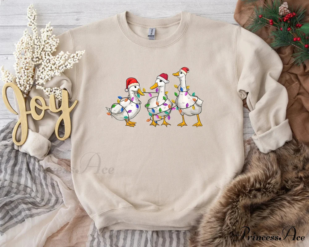 Voguish Day Cotton Duck Lights Essential Family Party Christmas Hoodie creamy-white / S Christmas Hoodies-L