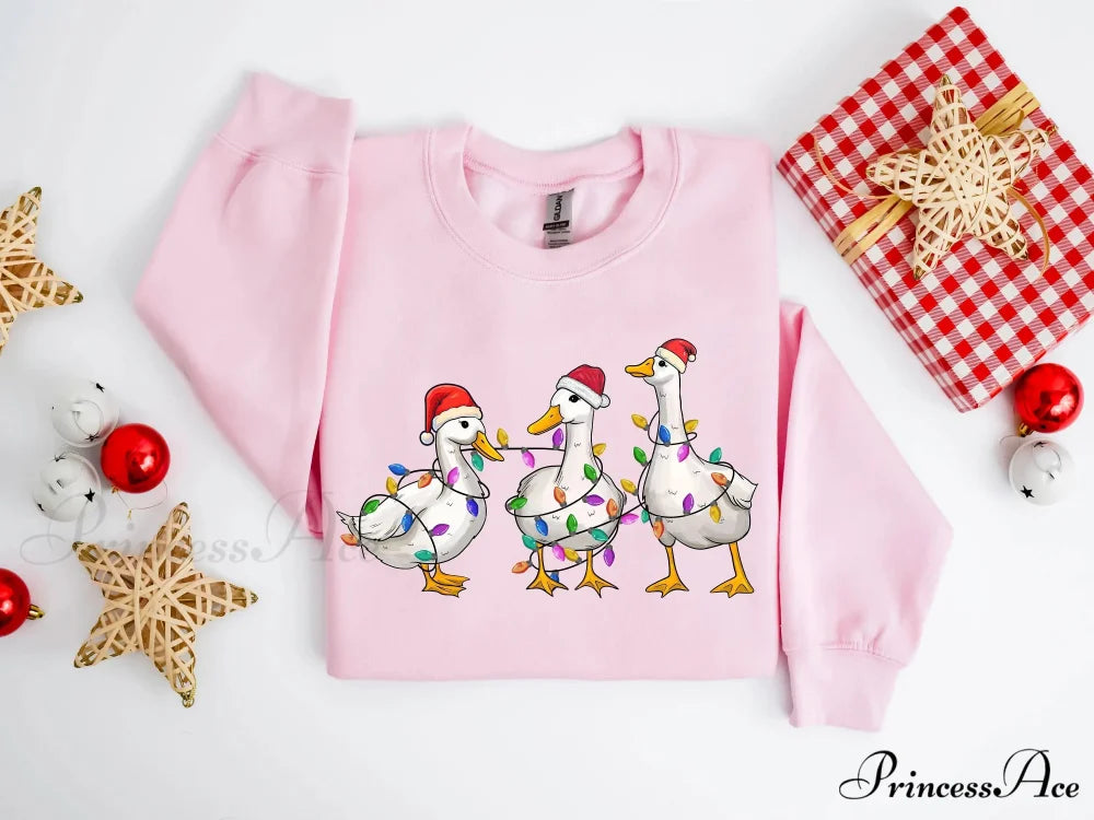 Voguish Day Cotton Duck Lights Essential Family Party Christmas Hoodie Pink / S Christmas Hoodies-L