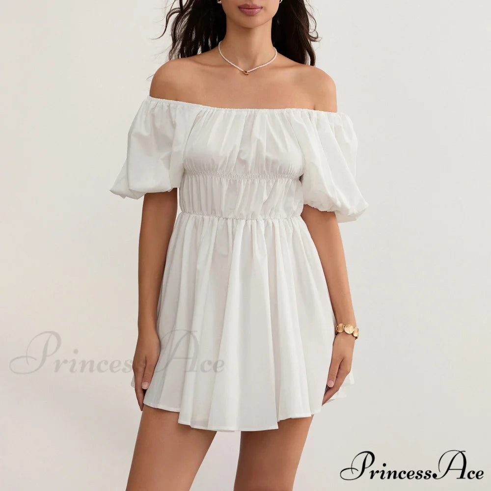Voluminous Sleeve Off-Shoulder Short Dress minidress-250223