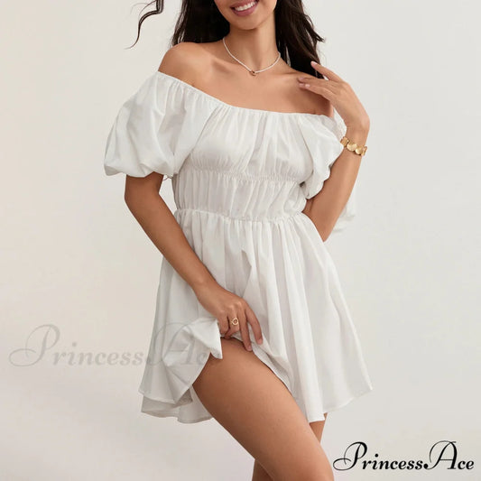 Voluminous Sleeve Off-Shoulder Short Dress minidress-250223