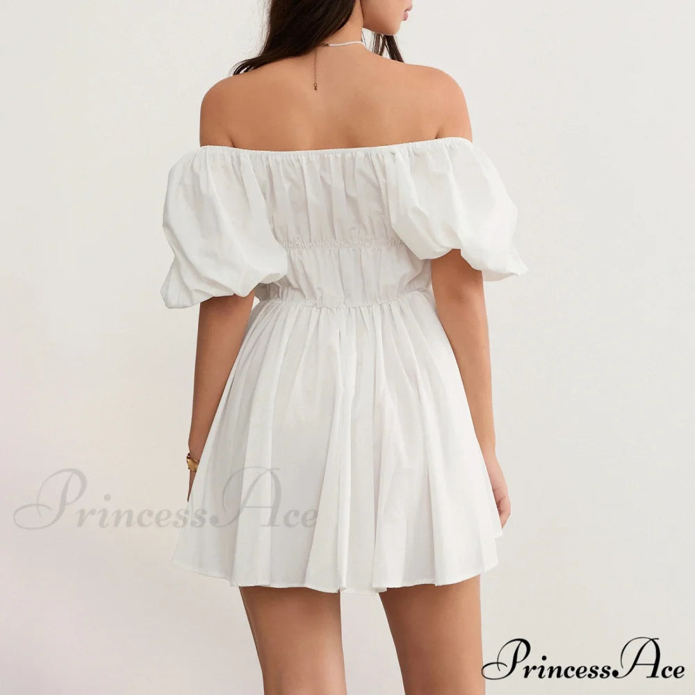 Voluminous Sleeve Off-Shoulder Short Dress minidress-250223