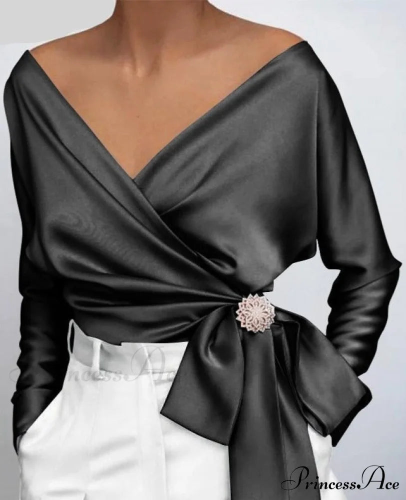 VONDA V-NECK TOP - Plus Size Black / S