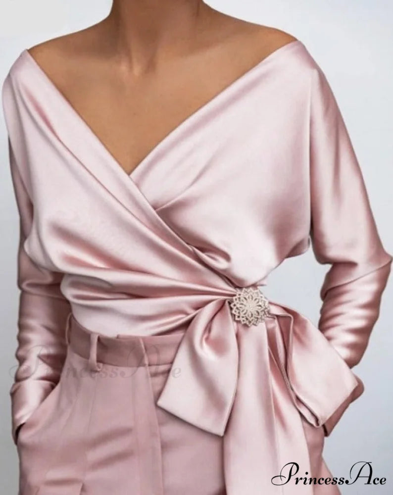 VONDA V-NECK TOP - Plus Size Rose Gold / S