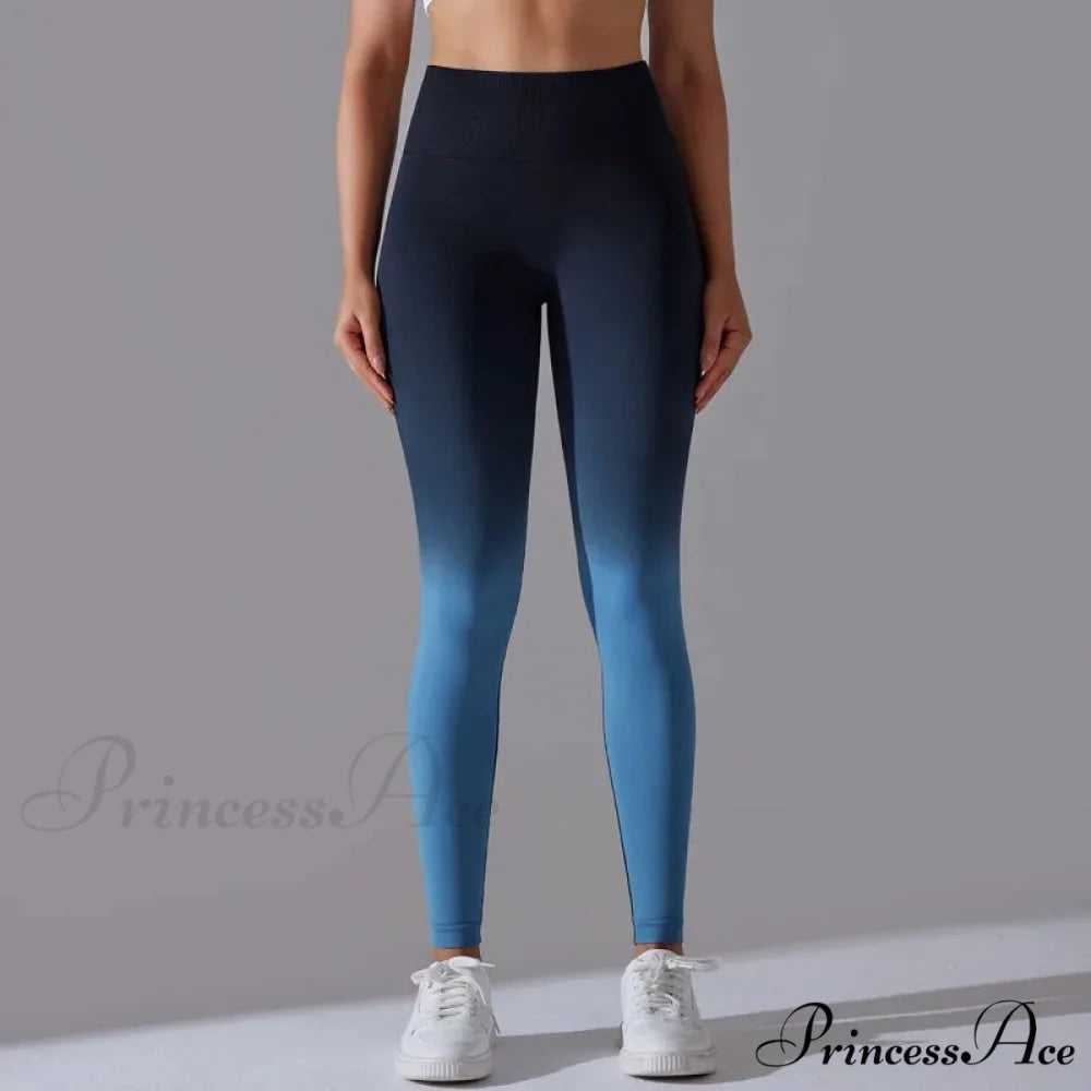 Waist Gradient Seamless Knitting Fitness Cycling Legging