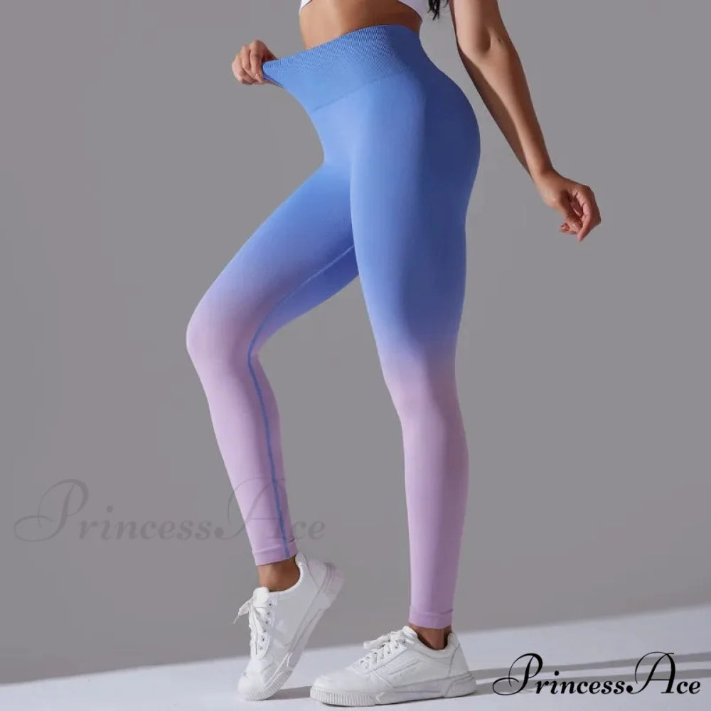 Waist Gradient Seamless Knitting Fitness Cycling Legging