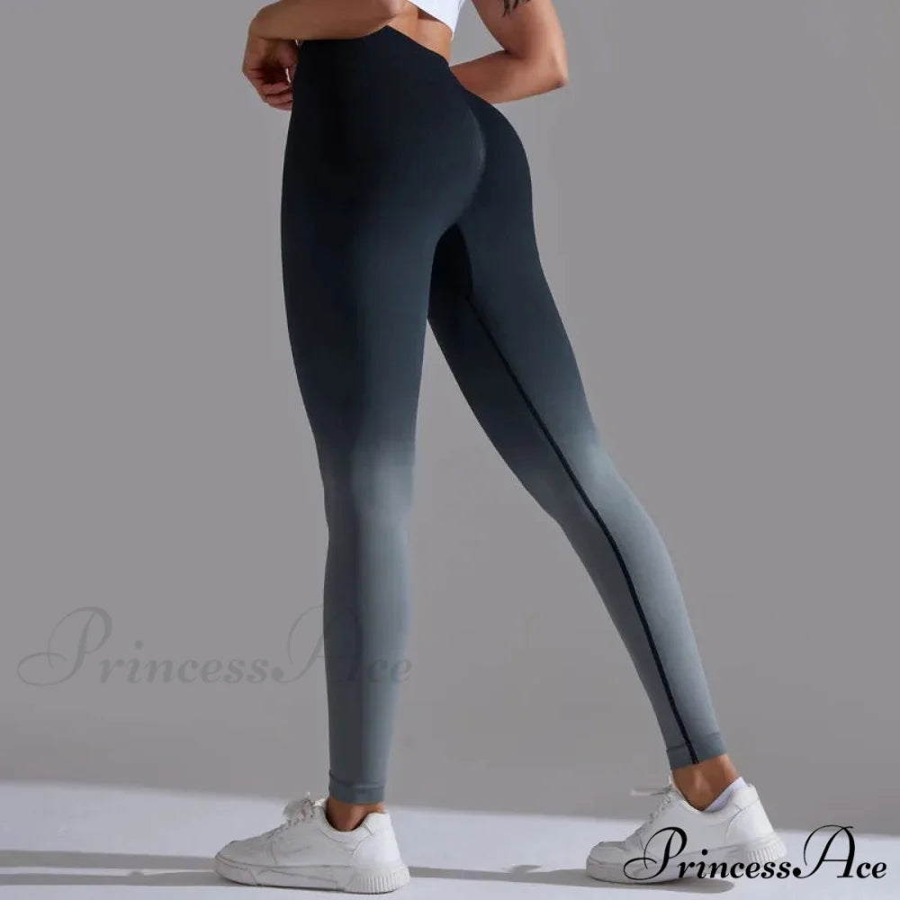 Waist Gradient Seamless Knitting Fitness Cycling Legging