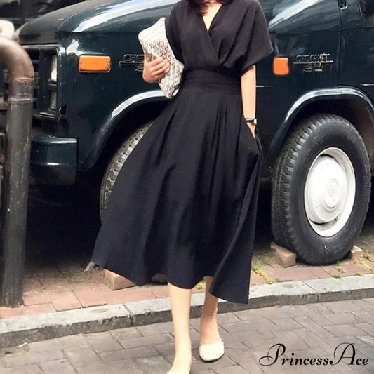 Waist Hugging V-neck Fashion Sexy Maxi Dress