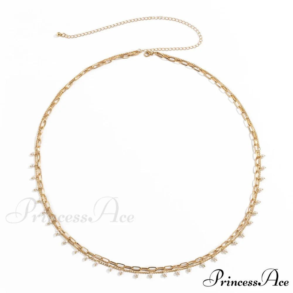 Waist Layered Pearl Faux Chain