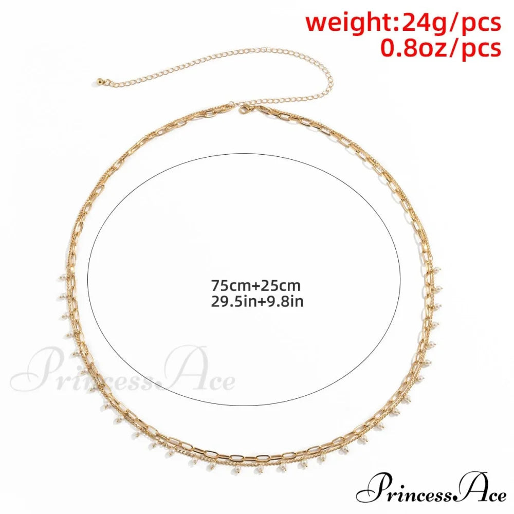 Waist Layered Pearl Faux Chain