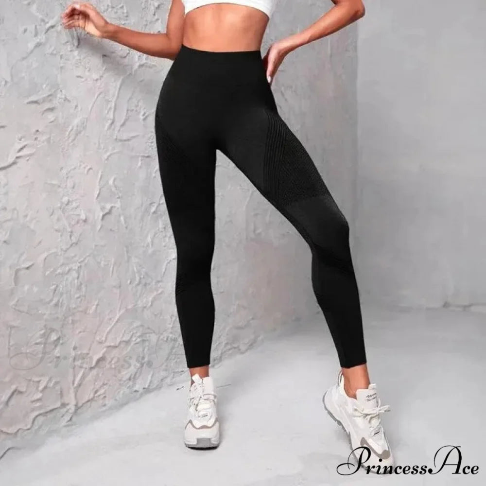 Waist Striped Mesh Fitness Outdoor Running Legging