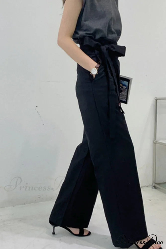 Waist-Tied Pants Black / L