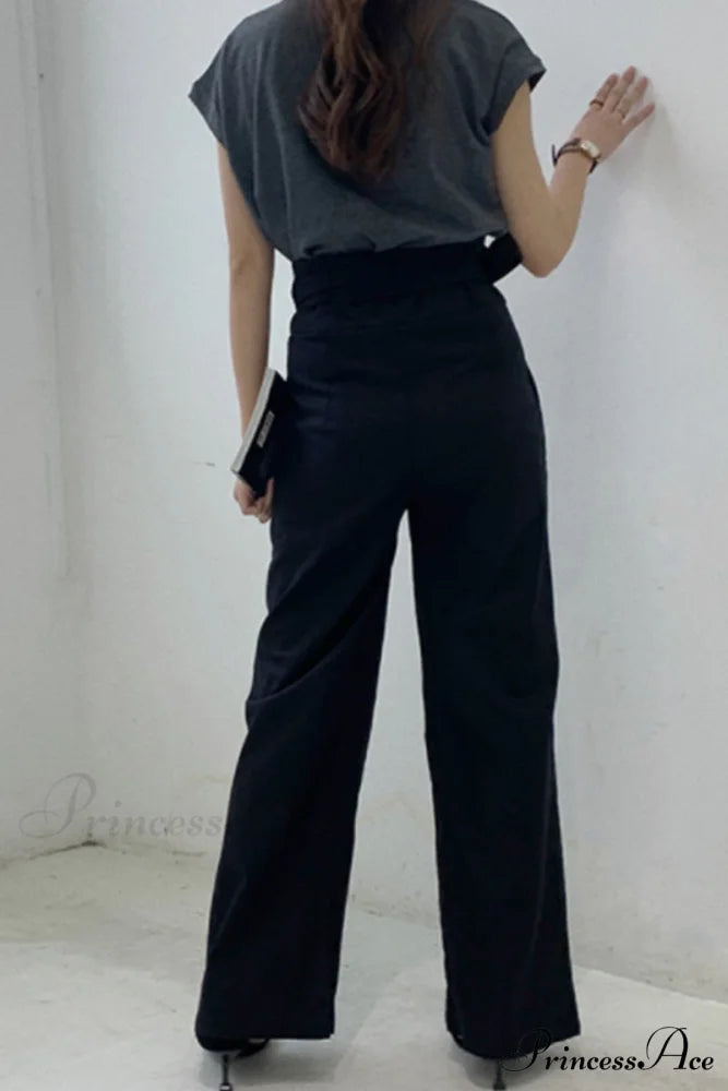 Waist-Tied Pants Black / M