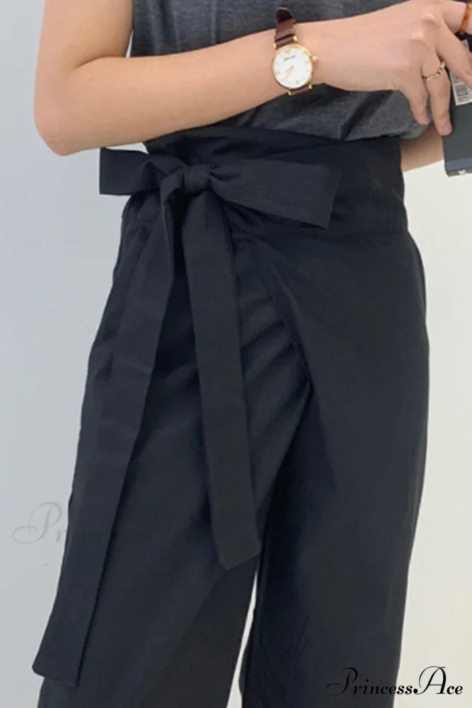 Waist-Tied Pants Black / S